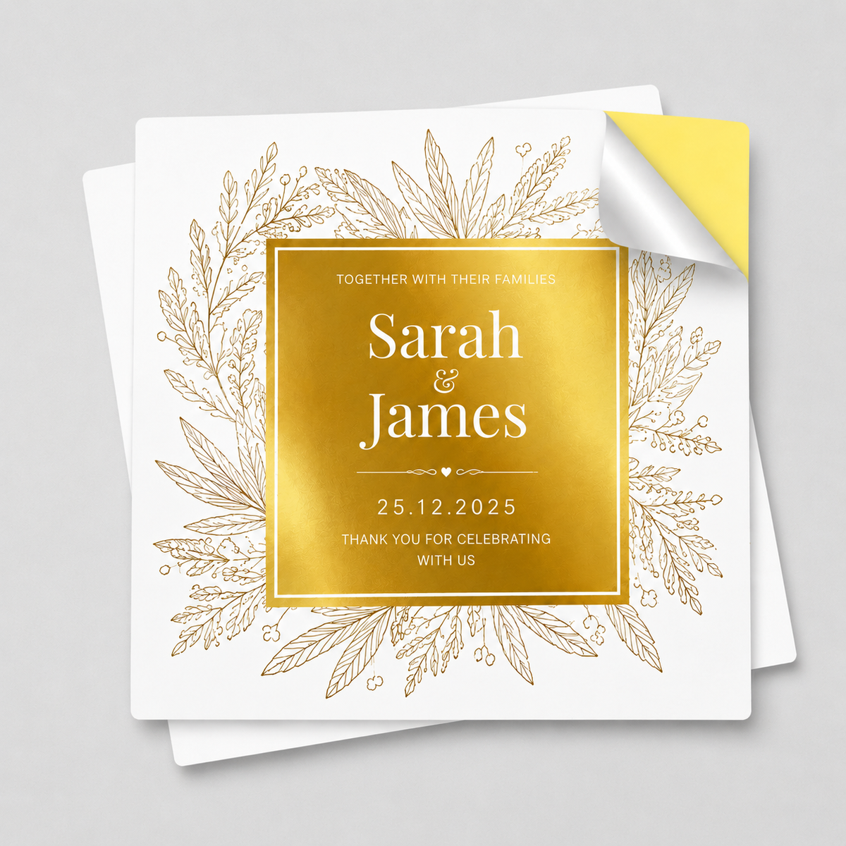 Gold Foil Sticker Glossy Lamination 80gsm