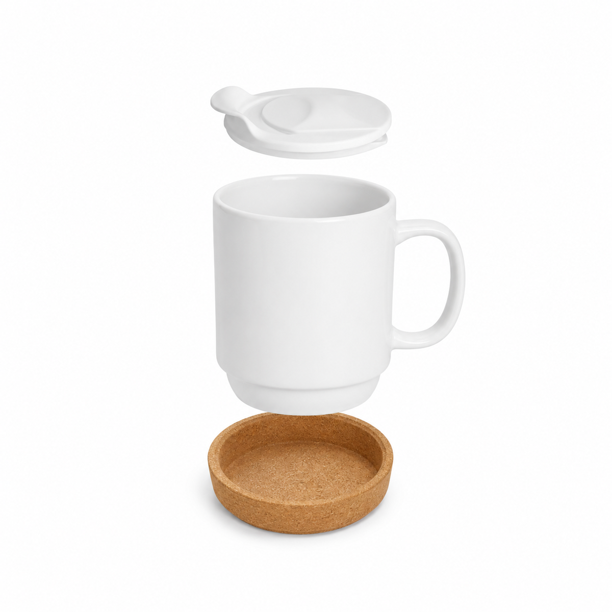 sublimation ceramic coffee mug with cork base & splash - proof Lid